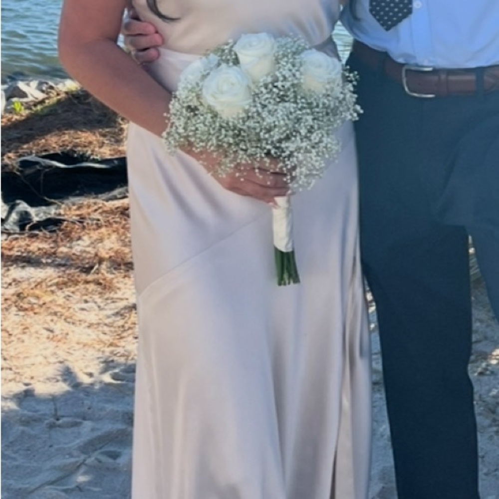 Revelry Tilley Satin Soft Champagne Gown